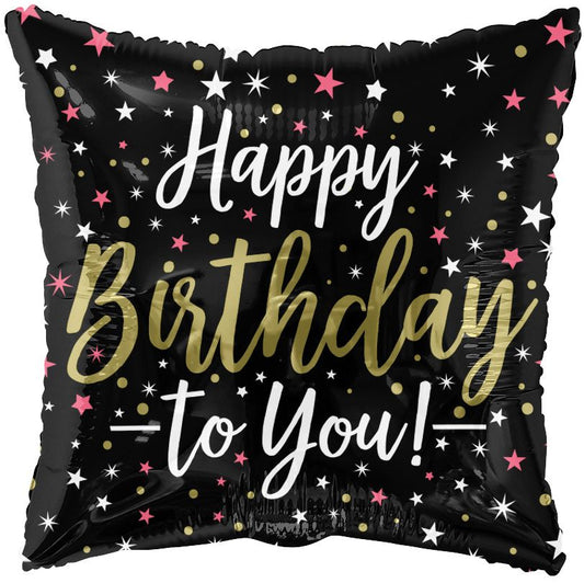 18" Black Square Birthday Balloon