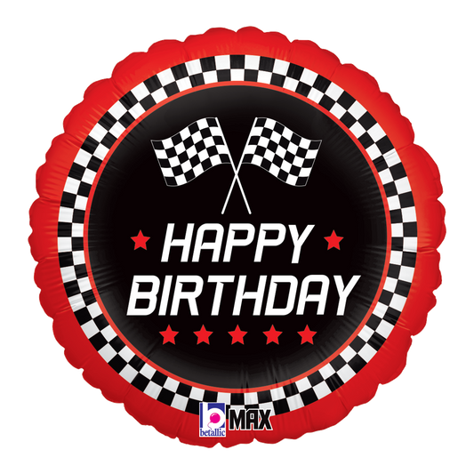 18" Checkered Flag Birthday Balloon