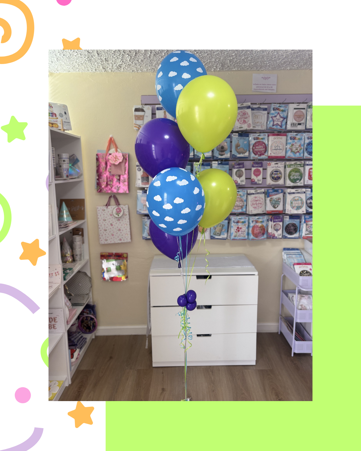 Media docena de globos con helio